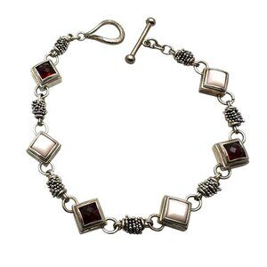 Michael Dawkins Sterling Silver Blue Gemstone Pearl Bracelet 8 Inch 19 Grams